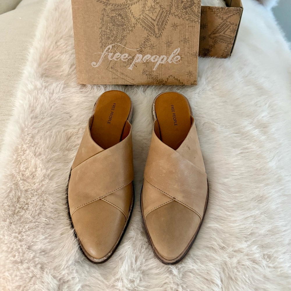 Free People Lordes Leather Slip on Mules